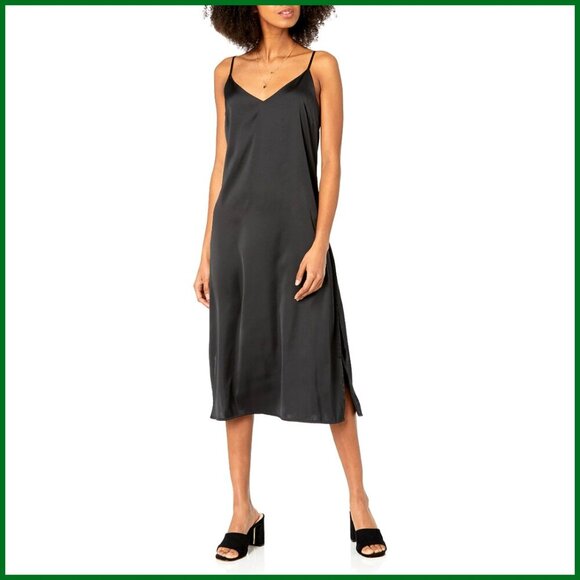 Dresses & Skirts - Silky Slip Dress Adjustable Straps Midi Length Lightweight Body Skimming Fit